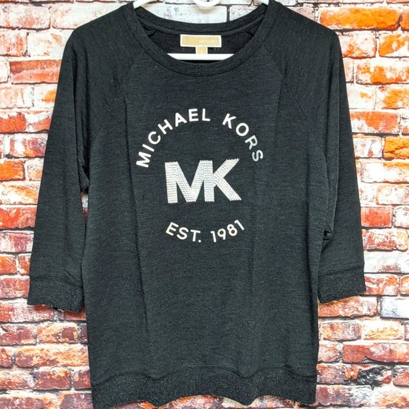 Michael Kors Tops - MICHAEL KORS Loose Boatneck Top Gray/Silver SMALL